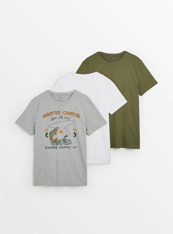 Fishing & Plain Crew T-Shirt 3 Pack XXL